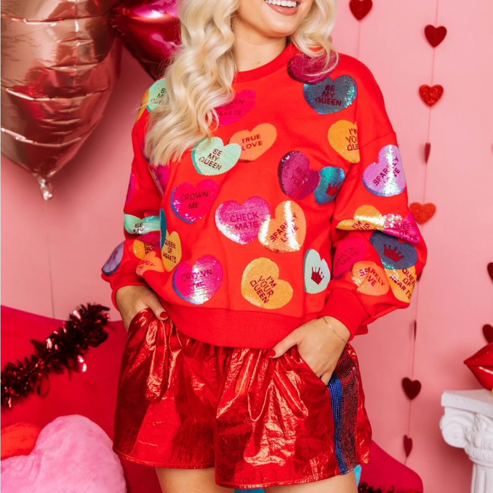 QUEEN OF SPARKLES Red Heart Sweatshirt